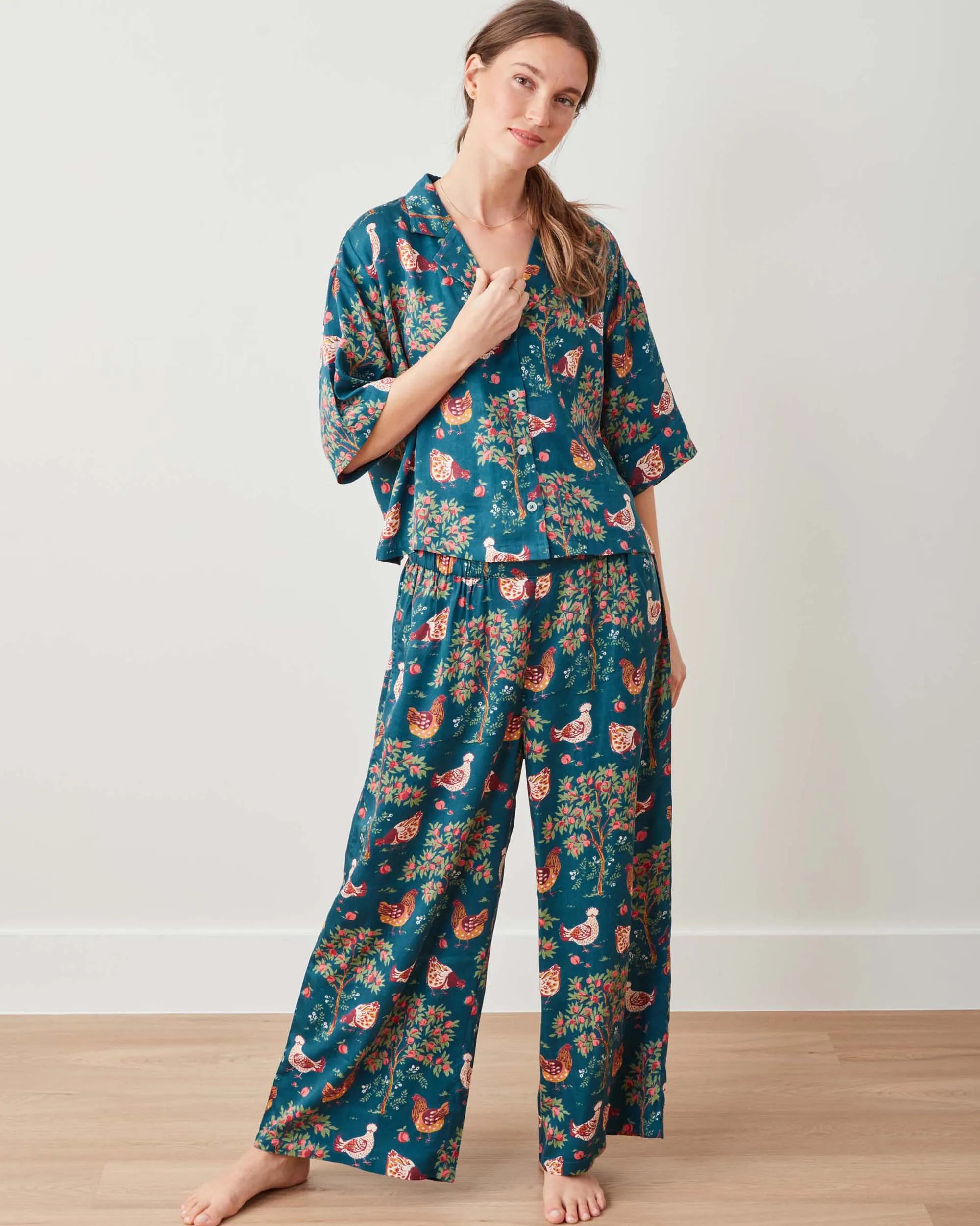 Hen House - Petite Satin Wildest Dream Set - Navy