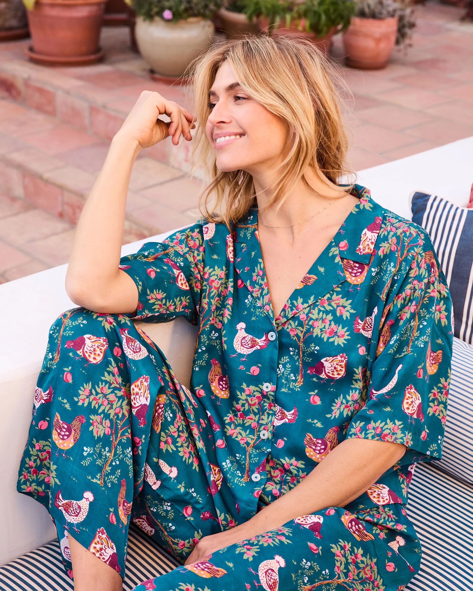 Hen House - Petite Satin Wildest Dream Set - Navy