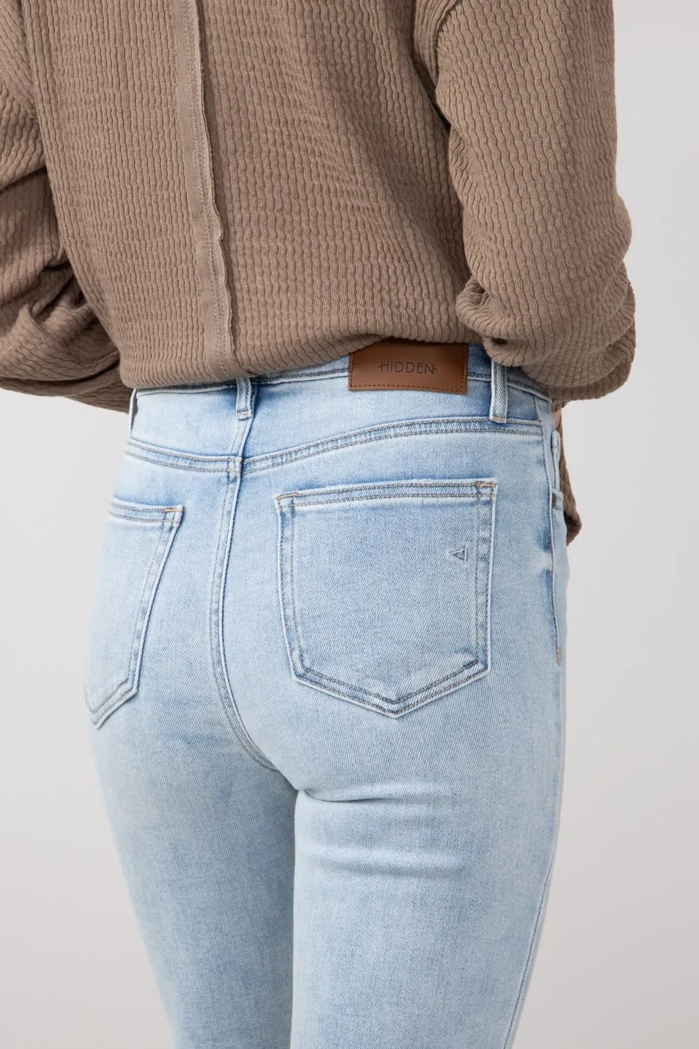 Hidden Happi Distressed Knee Crop Flare Jeans for Women | HD3128C-M
