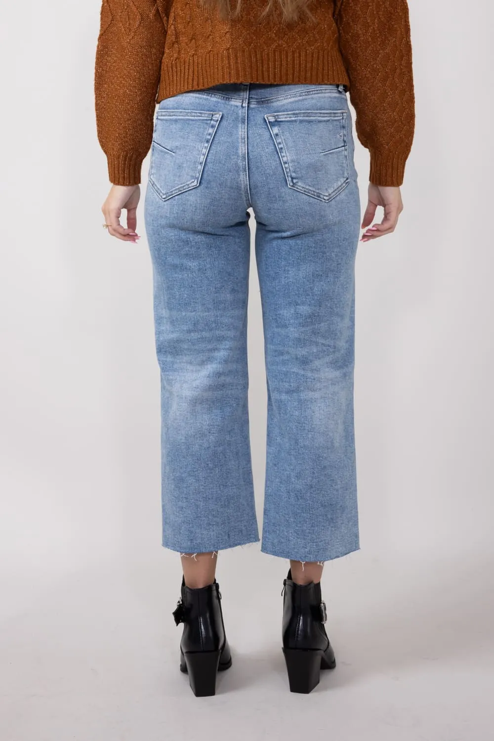Hidden High Rise Cropped Wide Straight Leg Jeans for Women | HD1633WS-M