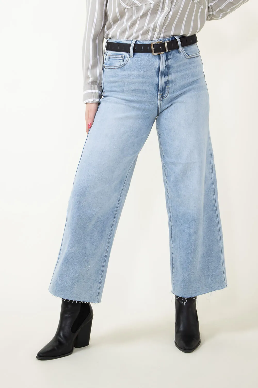 Hidden Nori High Rise Wide Leg Cropped Jeans for Women | HD9142C-LT