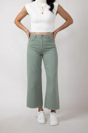 Hidden Nori High Rise Wide Leg Cropped Jeans for Women in Green | HD9247C-SGE