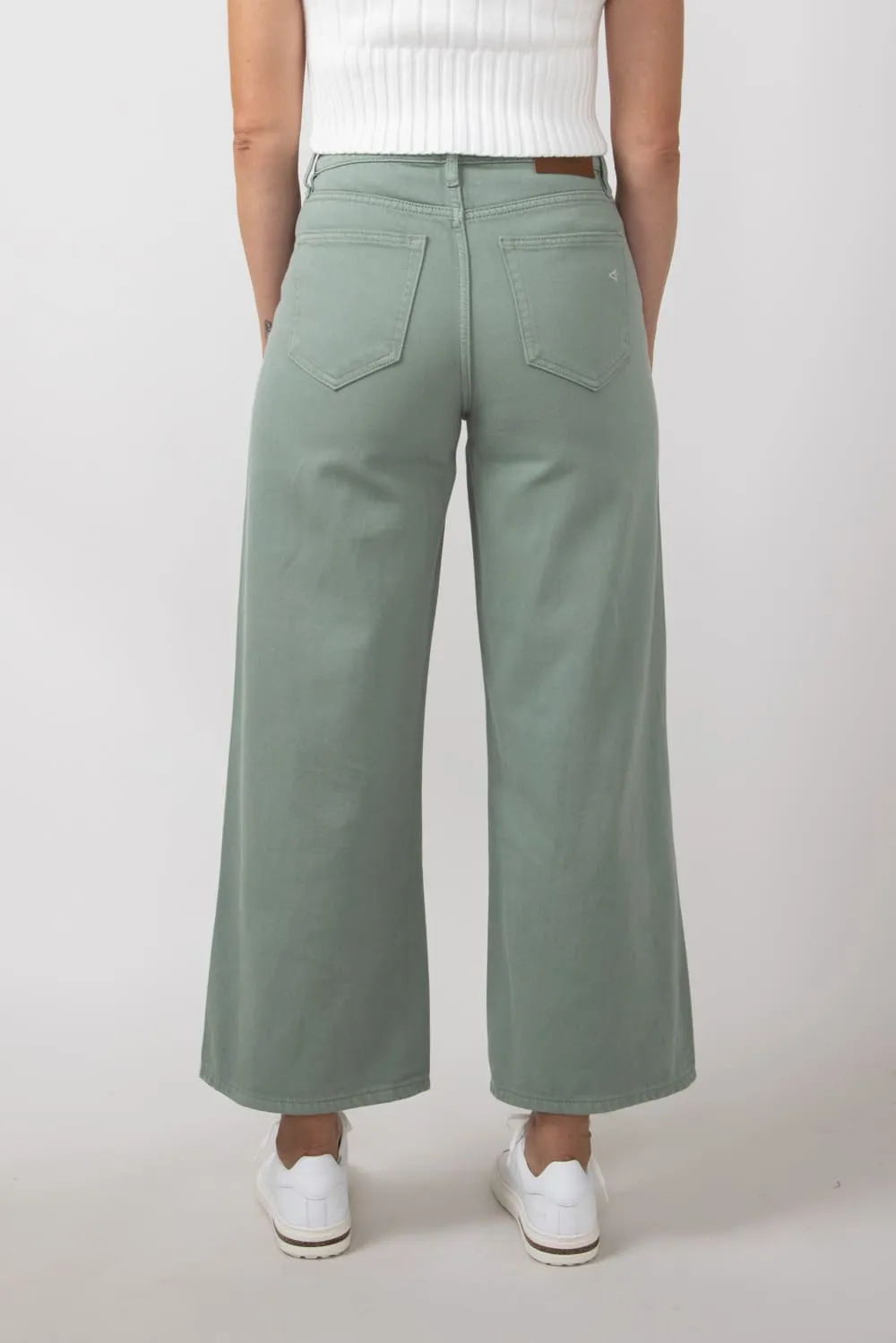 Hidden Nori High Rise Wide Leg Cropped Jeans for Women in Green | HD9247C-SGE