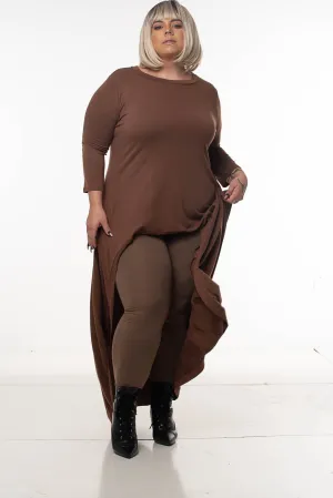 HIGH-LOW LONGLINE TOP | CURVY | white | mocha |
