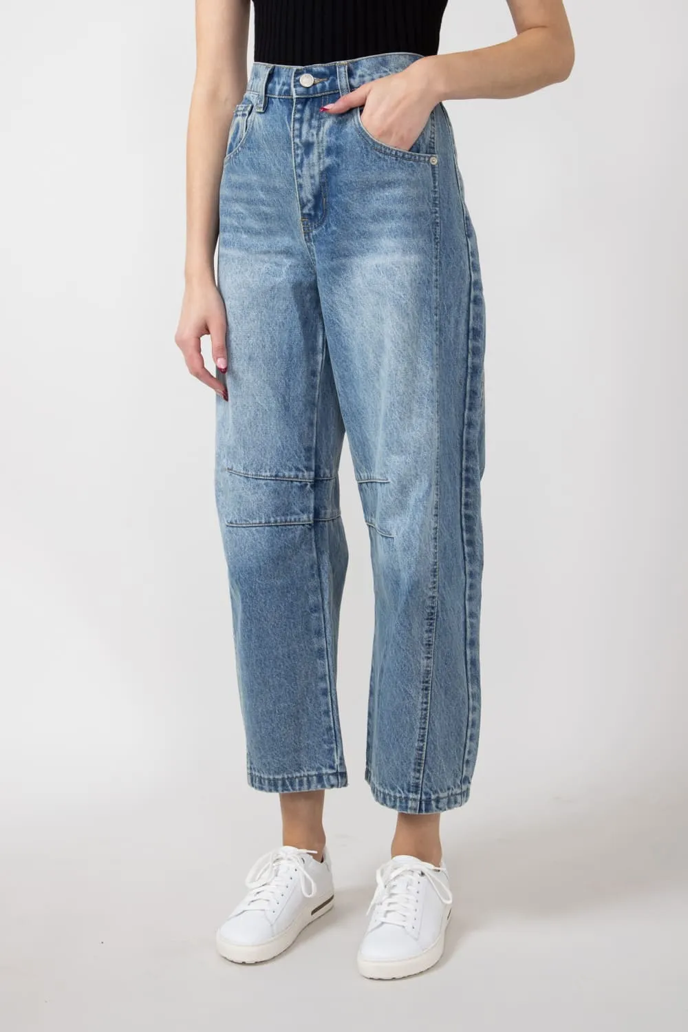 High Rise Barrel Wash Jeans for Women | MAP2740-DENIM