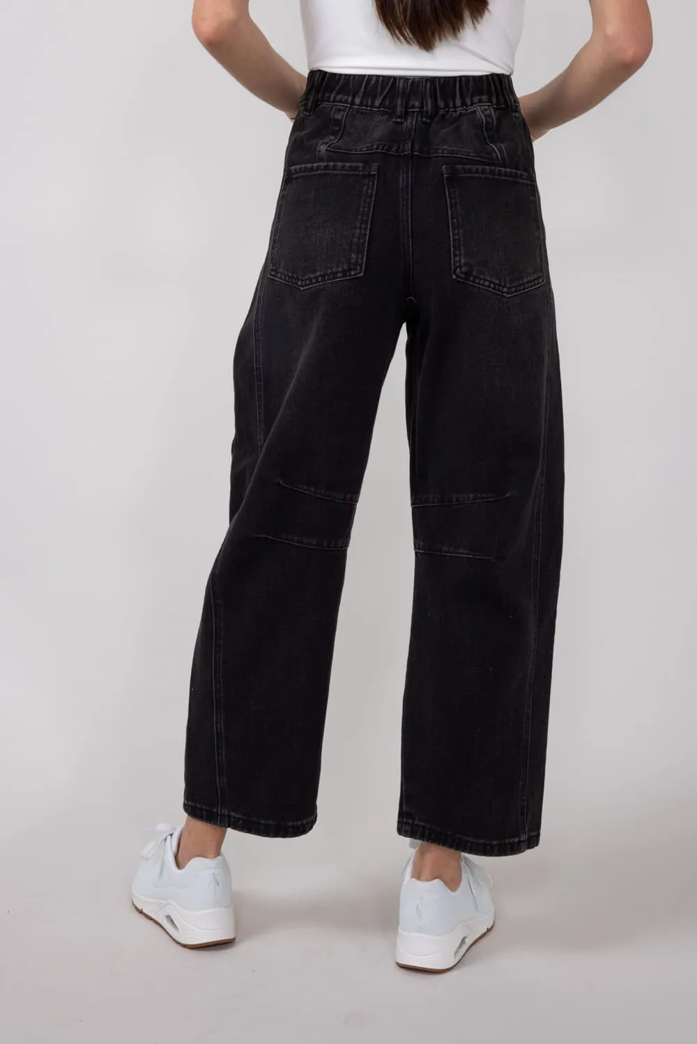 High-Rise Slouchy Barrel Jeans for Women in Black | MAP2740-BLACK