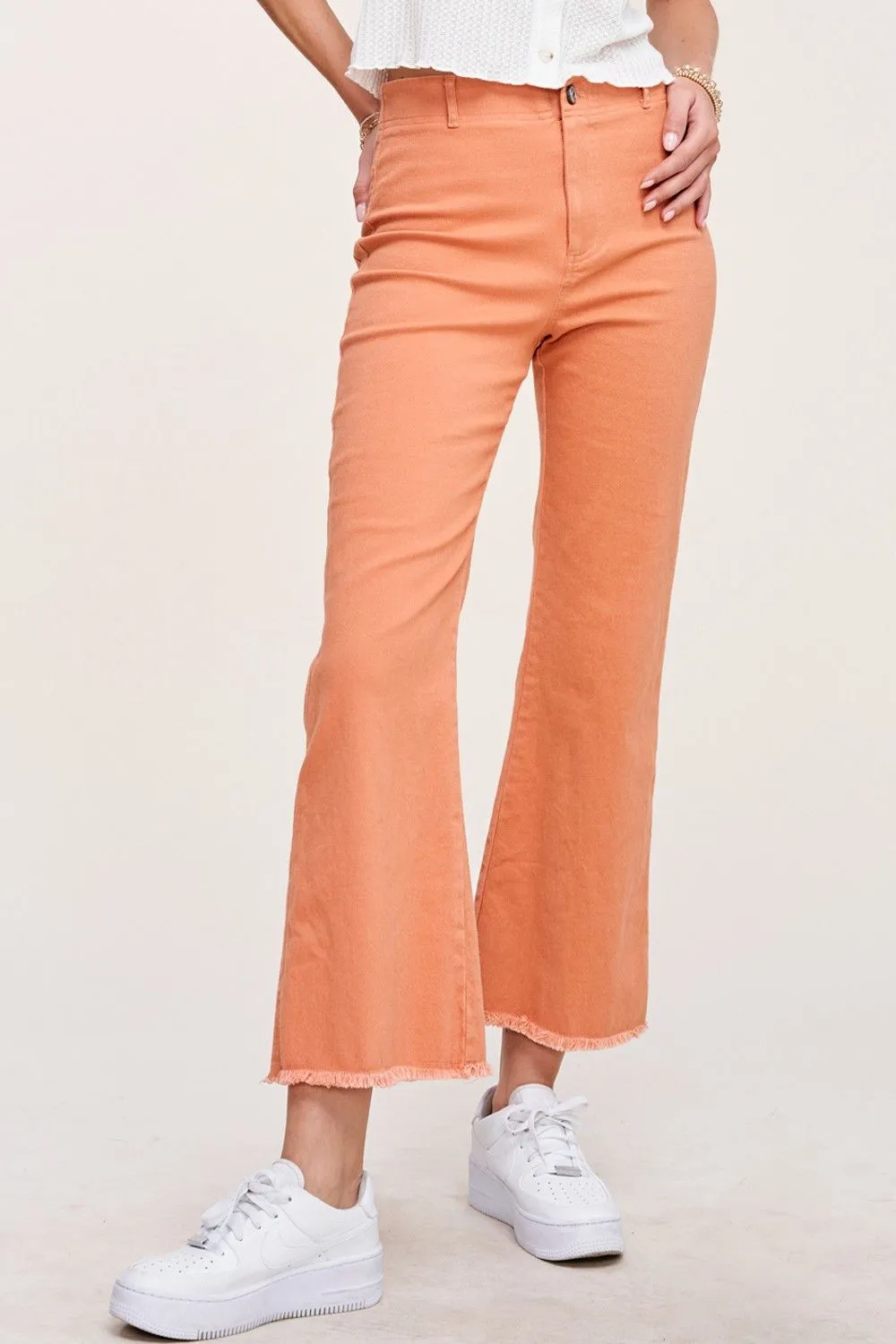 High Rise Wide Leg Crop Jean in Ginger
