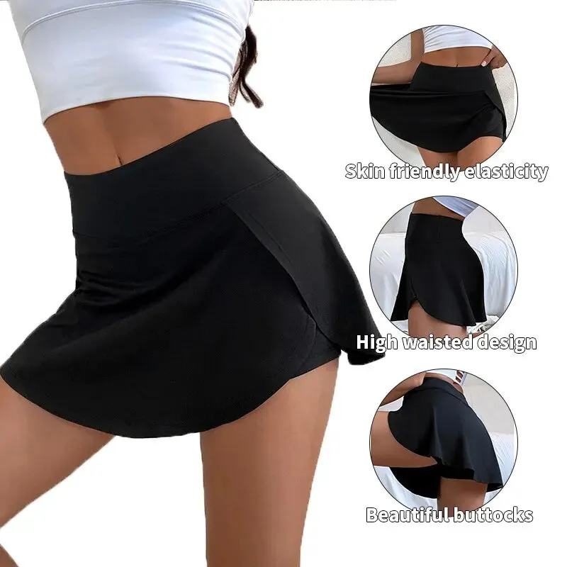 High-Waist Sports Skort for Women - Quick-Dry Tennis, Running, and Yoga Skirt with Built-In Lining