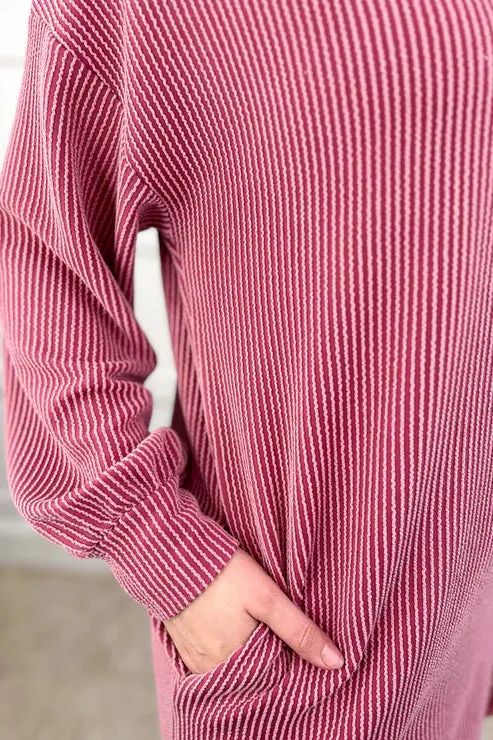 Hollis Ribbed Dress || Burgundy