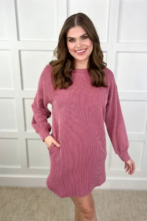 Hollis Ribbed Dress || Burgundy