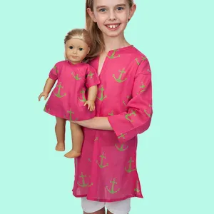 Hot Pink Anchor Girl and Doll Tunic