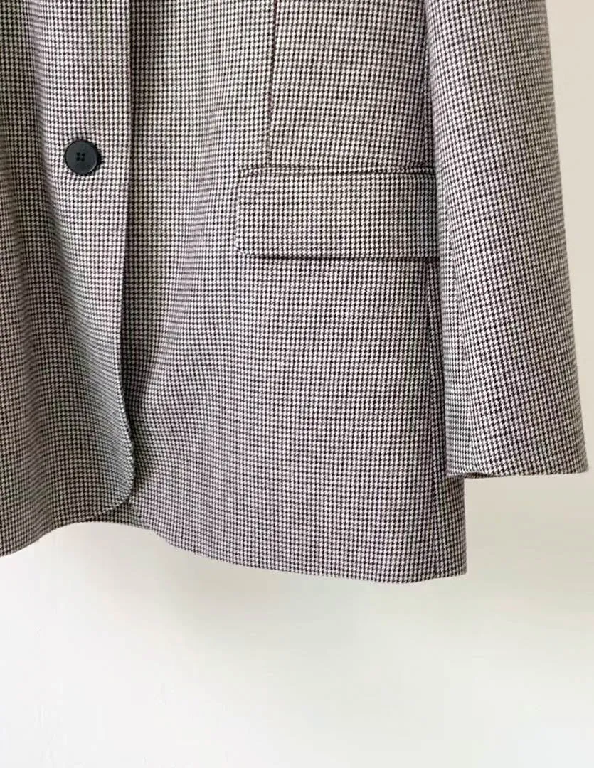 Houndstooth Wool Blazer Black
