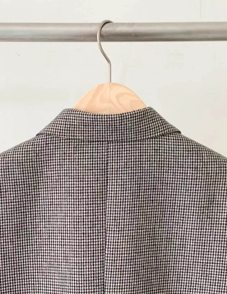 Houndstooth Wool Blazer Black