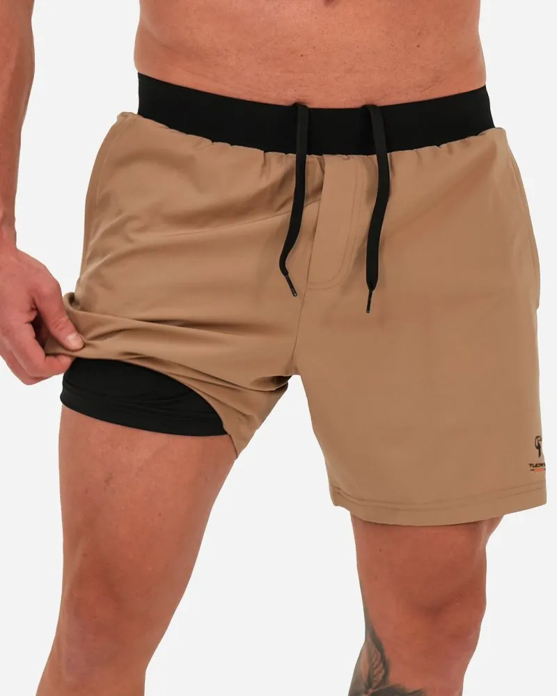 Hybrid Active Shorts - Tan