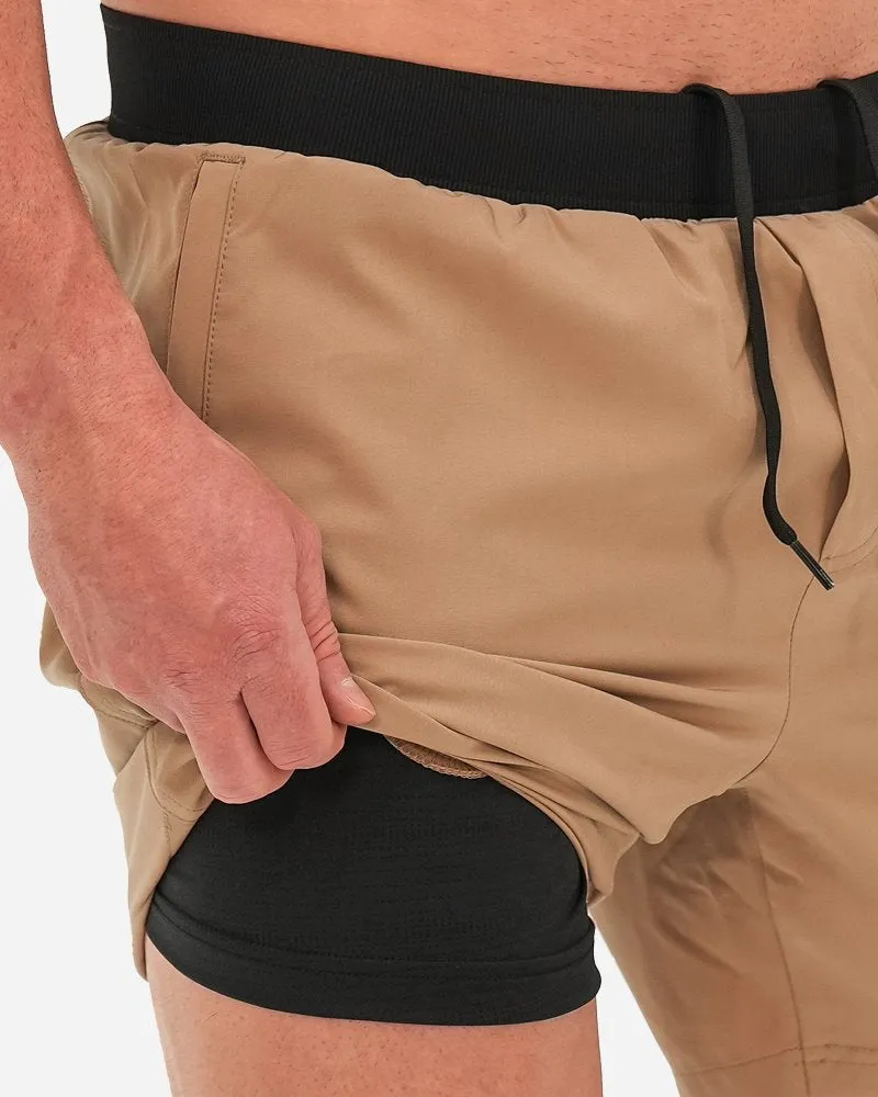 Hybrid Active Shorts - Tan