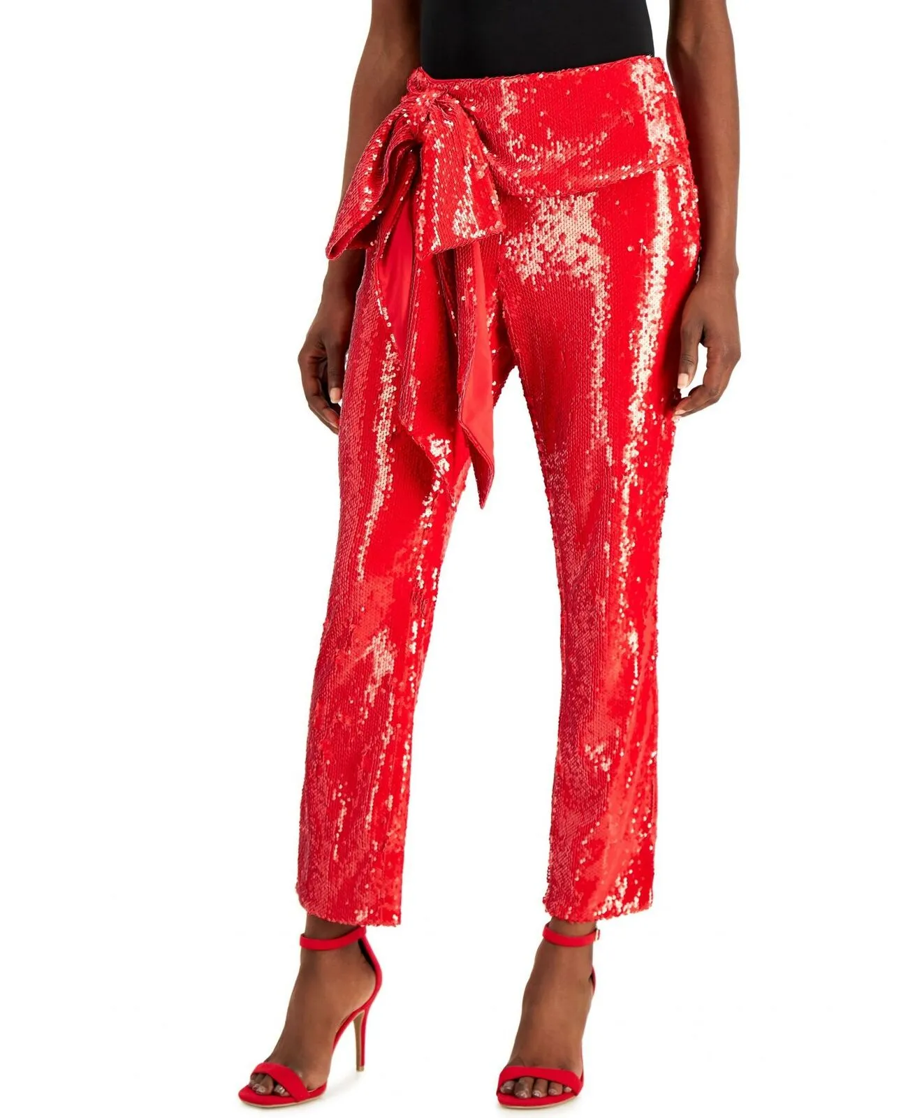 INC International Concepts Petite Tie Waist Sequin Cropped Pants