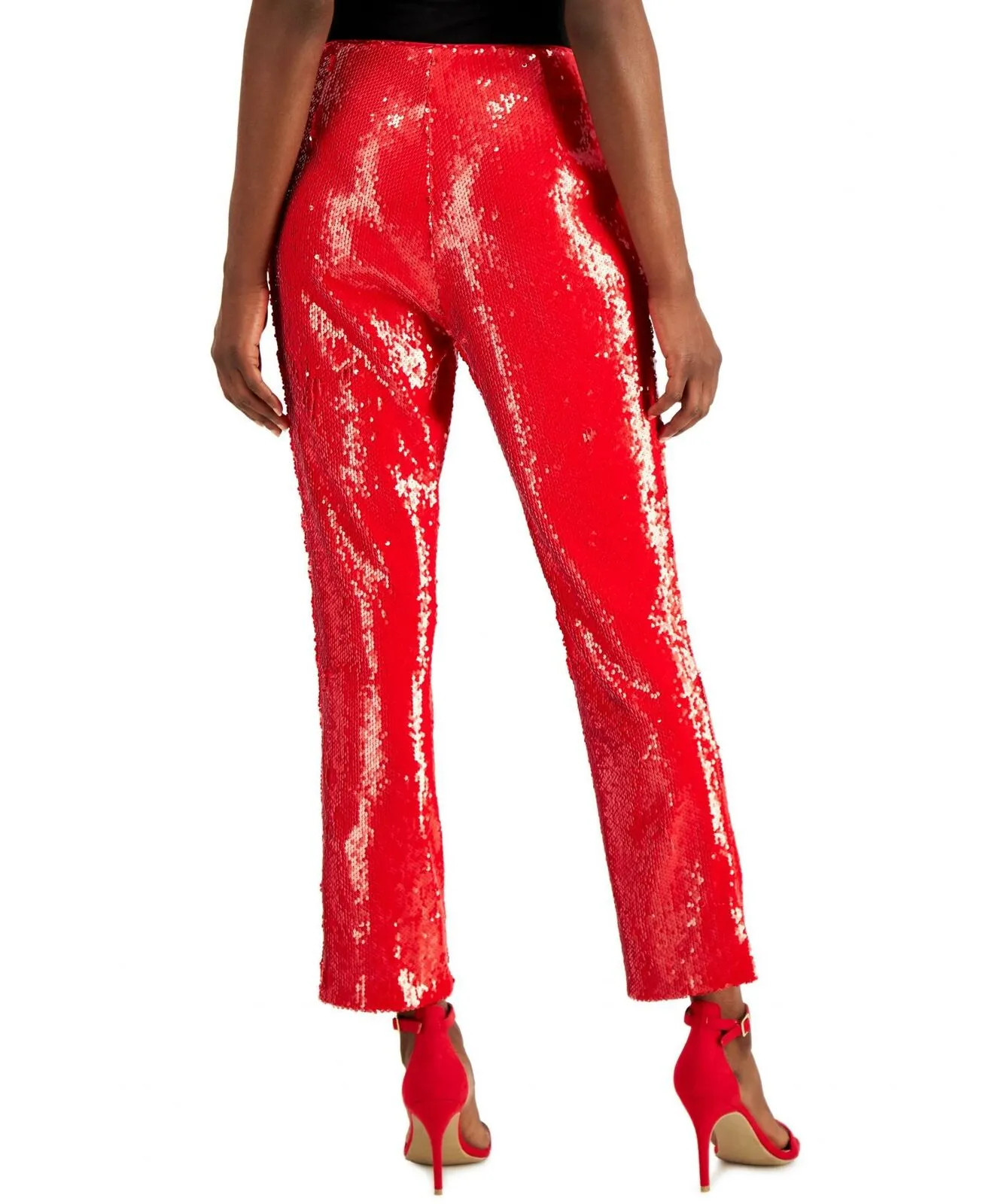 INC International Concepts Petite Tie Waist Sequin Cropped Pants