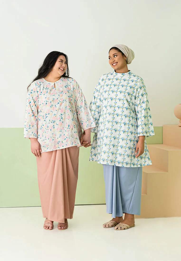 Intan Cotton Embroidery Kurung Kedah Top - Pink