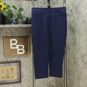 Isaac Mizrahi Live! Petite 24/7 Stretch Crop Pants with Back Slits Navy 6P