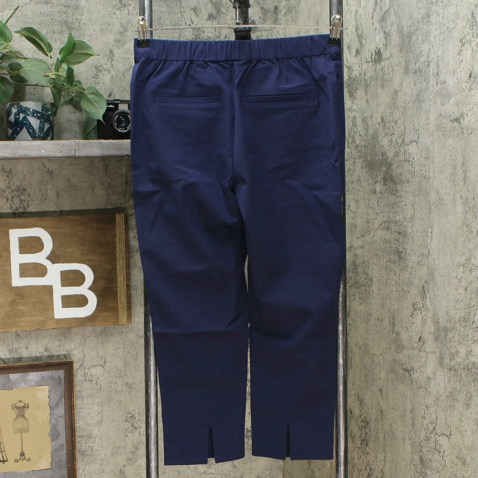 Isaac Mizrahi Live! Petite 24/7 Stretch Crop Pants with Back Slits Navy 6P