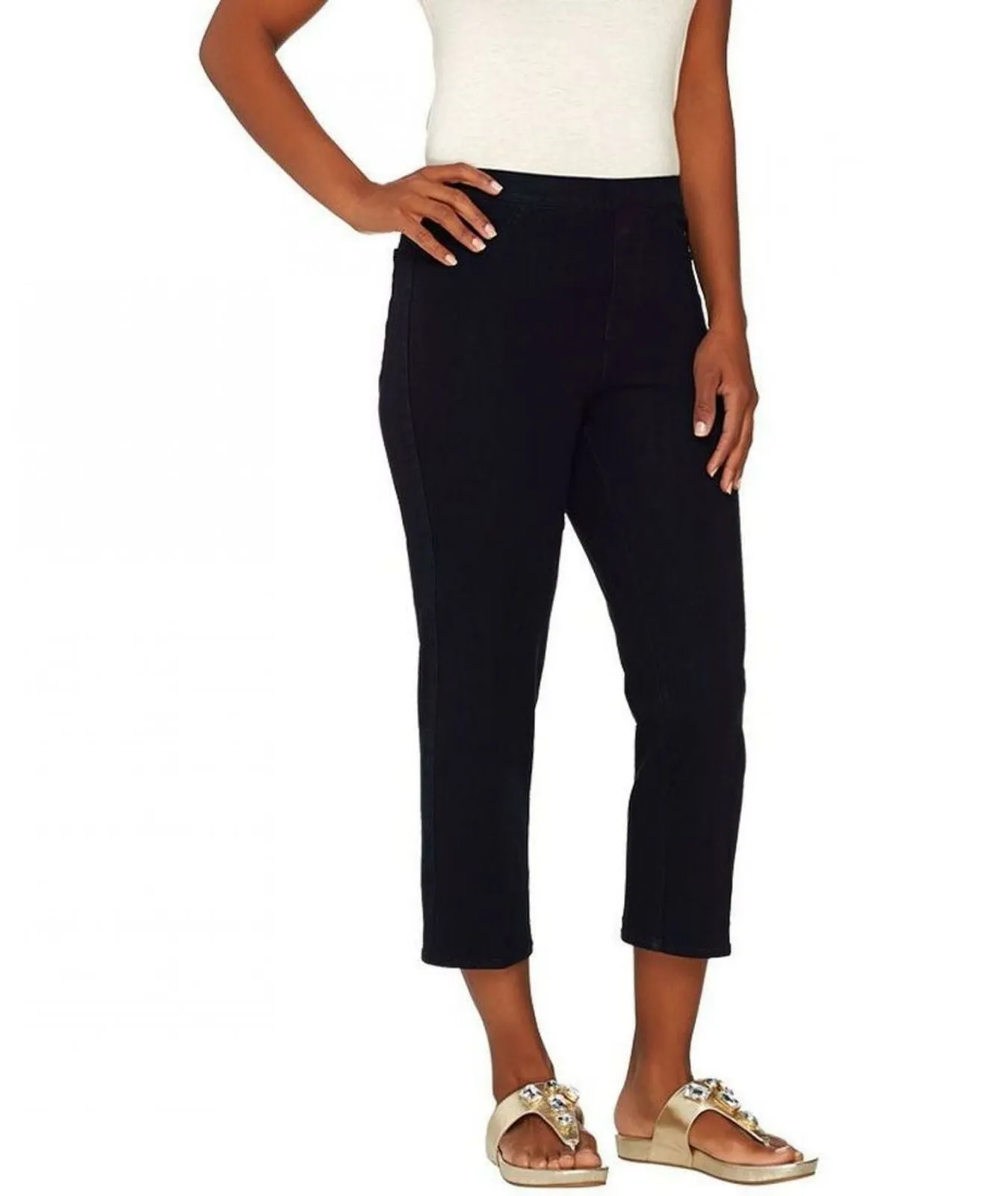 Isaac Mizrahi Live! Petite Pull On 24/7 Stretch Denim Crop Jeans