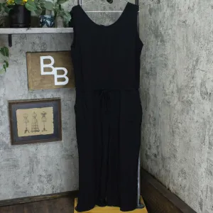 Isaac Mizrahi Live! SOHO Baby French Terry Cropped Jumpsuit Black Petite Large