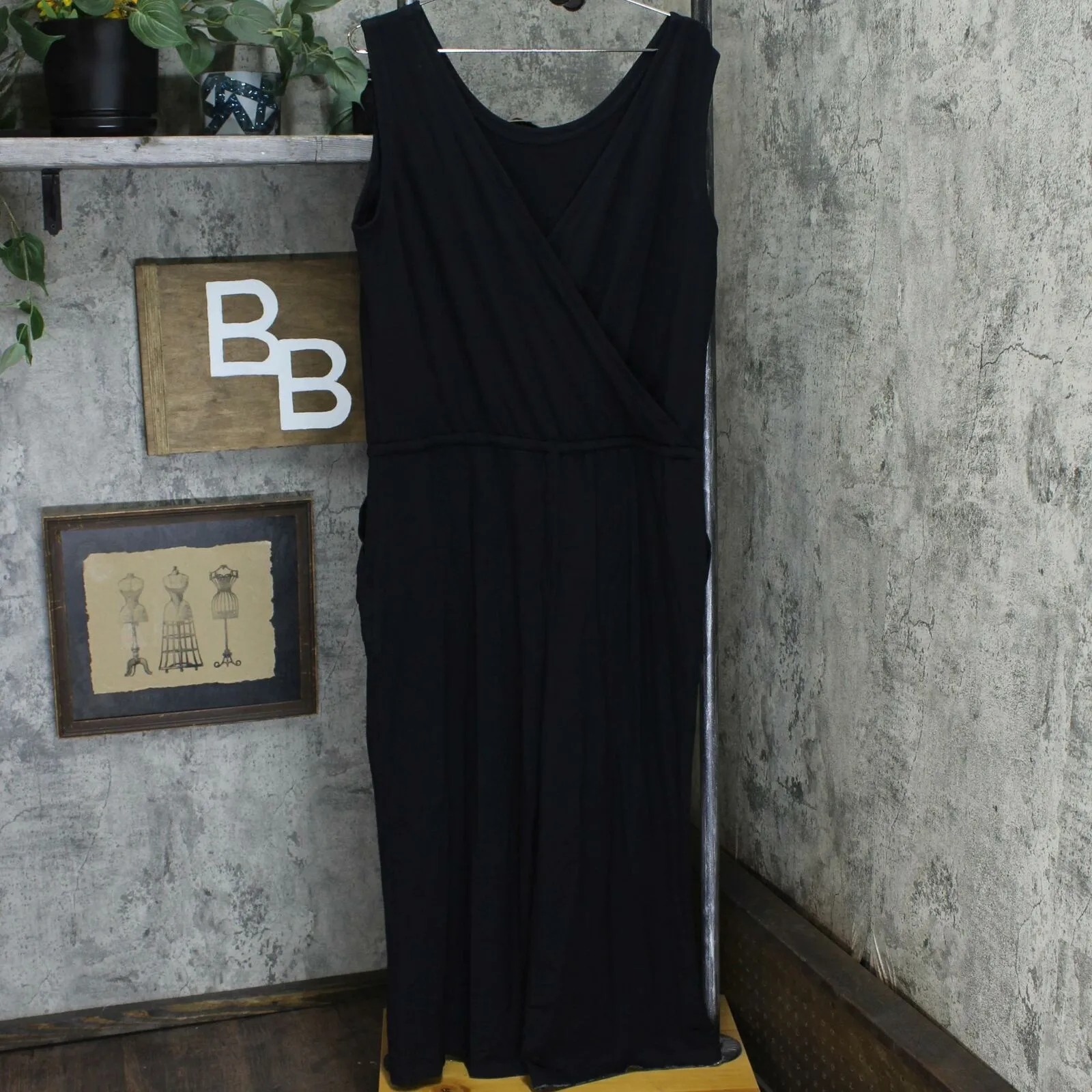 Isaac Mizrahi Live! SOHO Baby French Terry Cropped Jumpsuit Black Petite Large