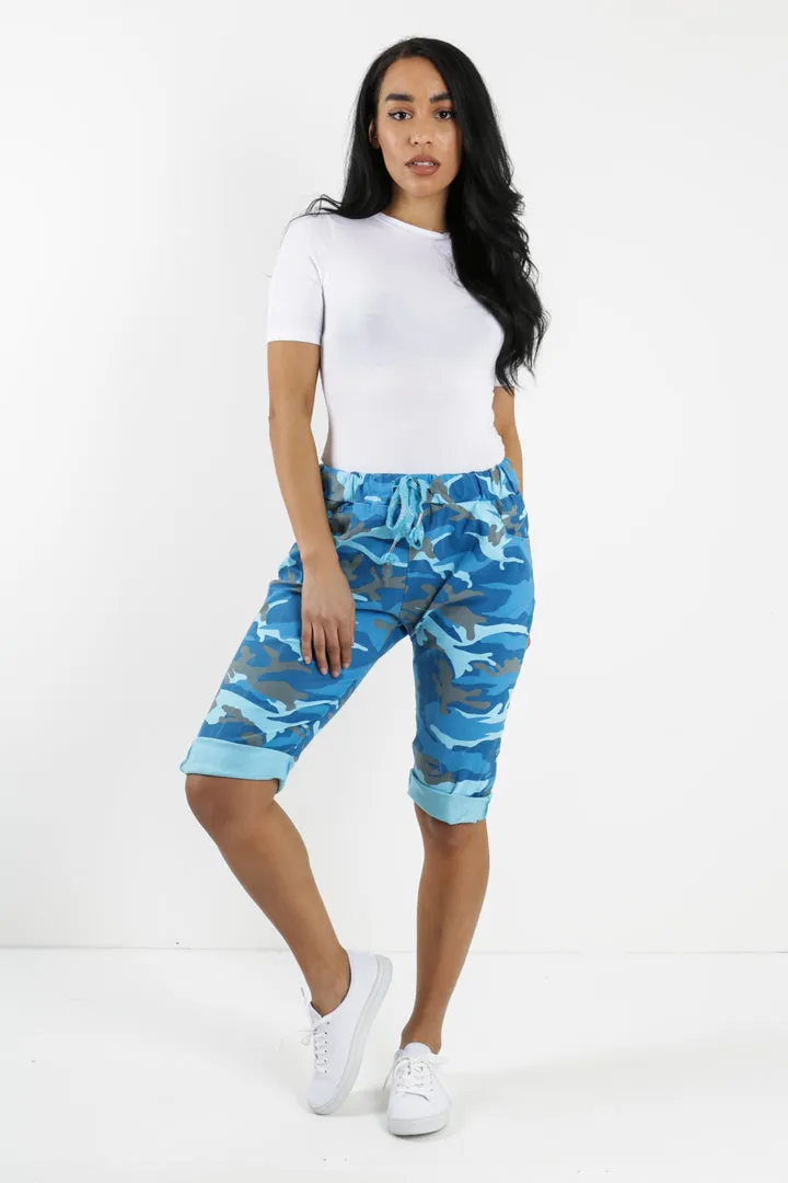 Italian Magic Shorts/Chinos Camo Turquoise