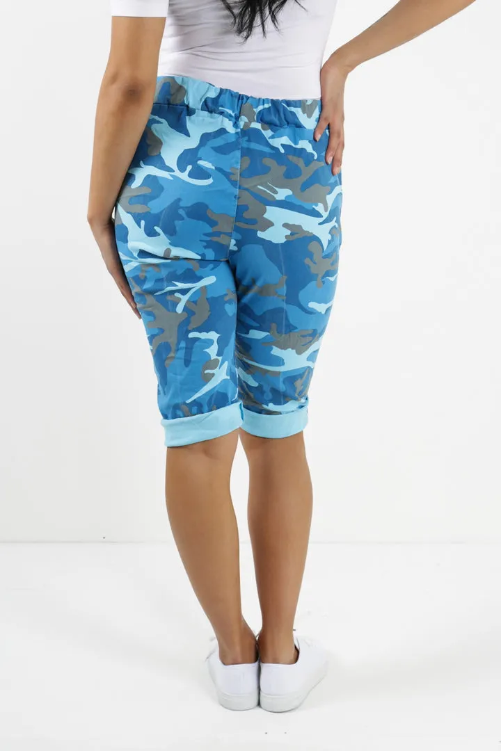 Italian Magic Shorts/Chinos Camo Turquoise