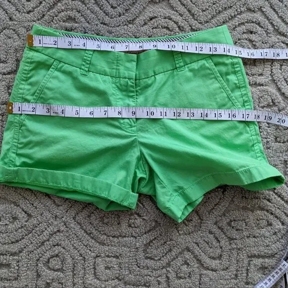 J CREW green cotton chino broke in shorts size 0 @L1