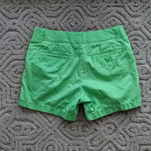J CREW green cotton chino broke in shorts size 0 @L1