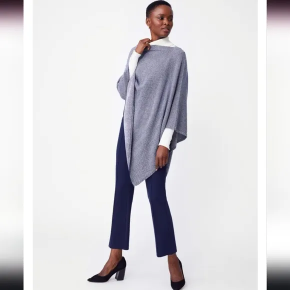 J. McLaughlin Poncho Sweater Wool Cashmere Outerwear Large / One Size Fits Most