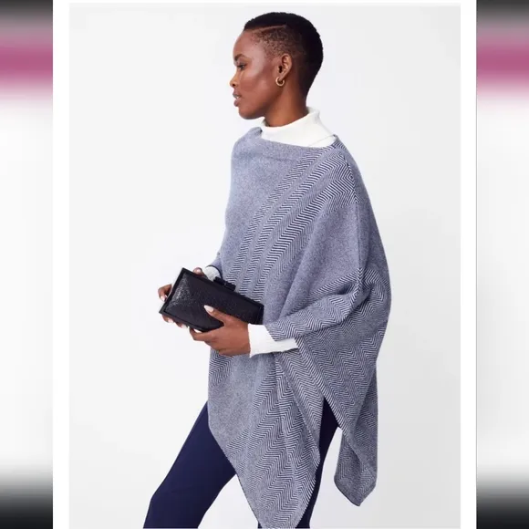 J. McLaughlin Poncho Sweater Wool Cashmere Outerwear Large / One Size Fits Most