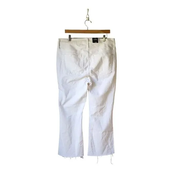 J.crew NWT Cropped Flare White Jean With Raw Hem Signature Stretch Sz 33 White