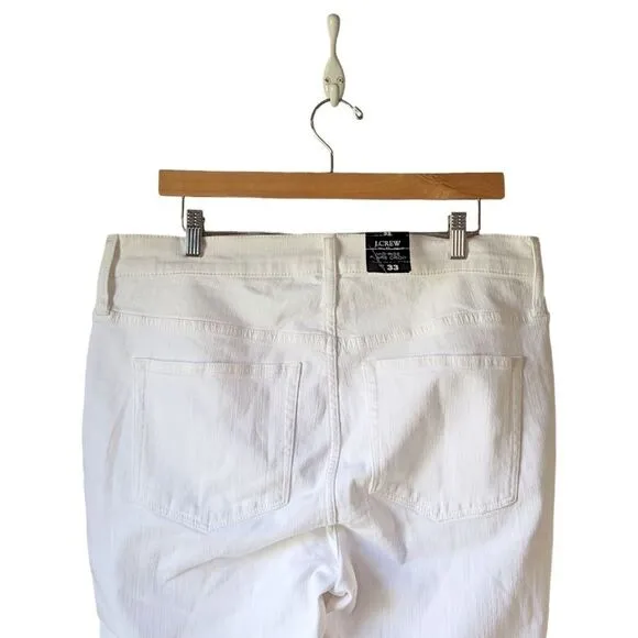 J.crew NWT Cropped Flare White Jean With Raw Hem Signature Stretch Sz 33 White