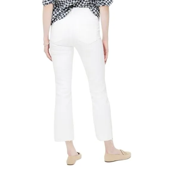 J.crew NWT Cropped Flare White Jean With Raw Hem Signature Stretch Sz 33 White