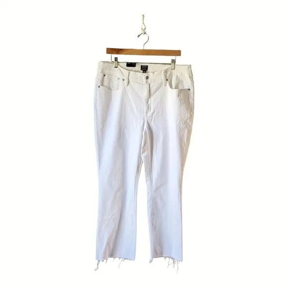 J.crew NWT Cropped Flare White Jean With Raw Hem Signature Stretch Sz 33 White