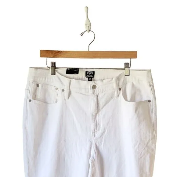 J.crew NWT Cropped Flare White Jean With Raw Hem Signature Stretch Sz 33 White