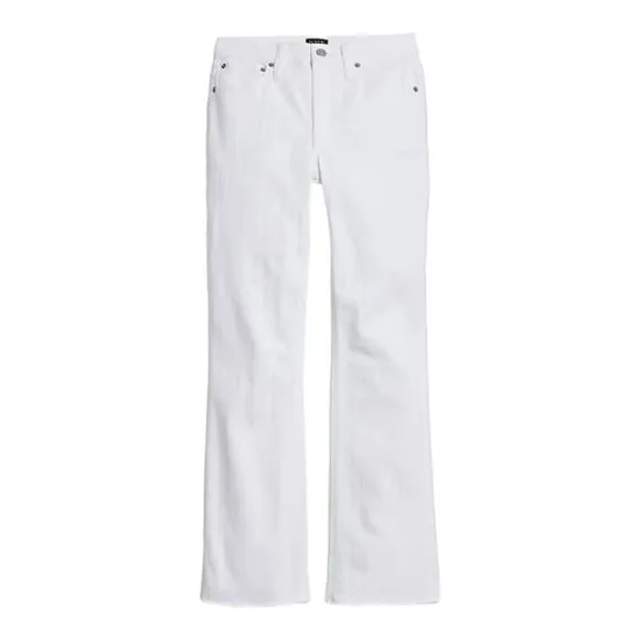 J.crew NWT Cropped Flare White Jean With Raw Hem Signature Stretch Sz 33 White