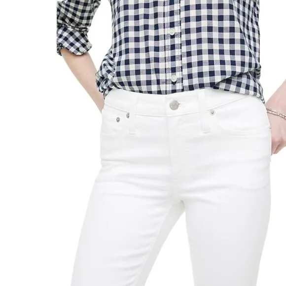 J.crew NWT Cropped Flare White Jean With Raw Hem Signature Stretch Sz 33 White