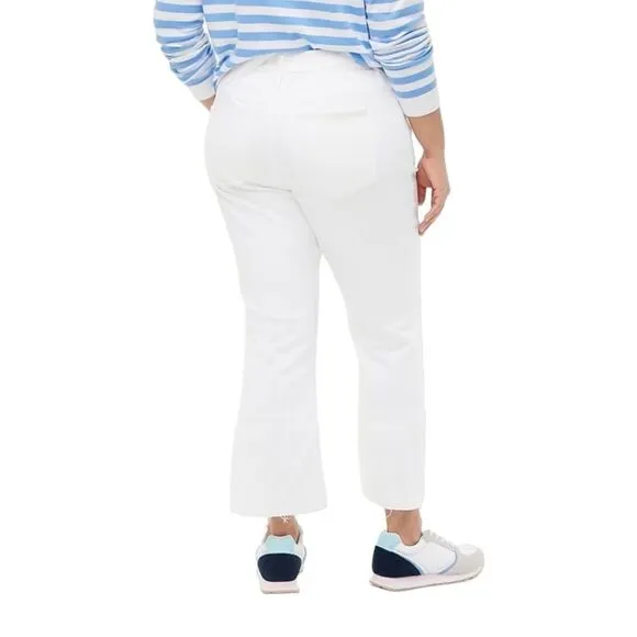 J.crew NWT Cropped Flare White Jean With Raw Hem Signature Stretch Sz 33 White