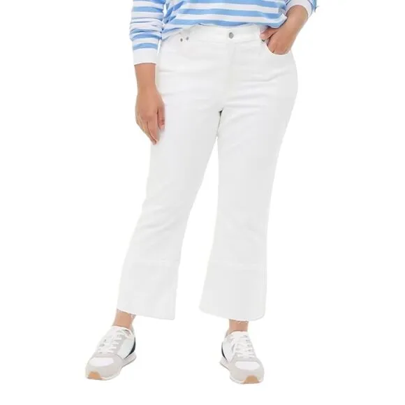 J.crew NWT Cropped Flare White Jean With Raw Hem Signature Stretch Sz 33 White
