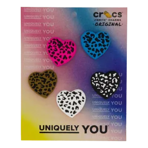 Jibbitz 5-Pack Leopard Animal Print Heart 5pk