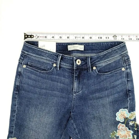 J. JILL Petites Jeans Cropped Cape Cod Embroidery
