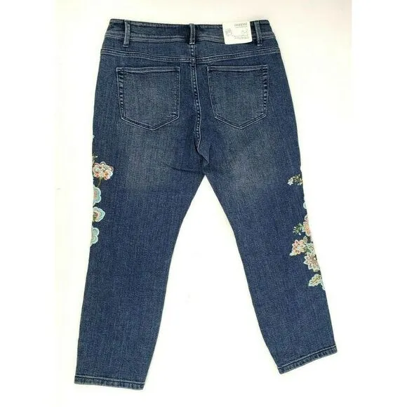 J. JILL Petites Jeans Cropped Cape Cod Embroidery
