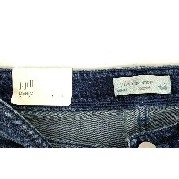 J. JILL Petites Jeans Cropped Cape Cod Embroidery