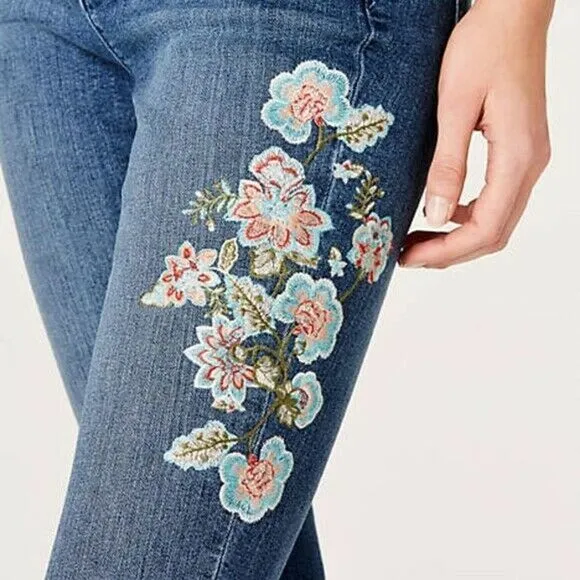 J. JILL Petites Jeans Cropped Cape Cod Embroidery