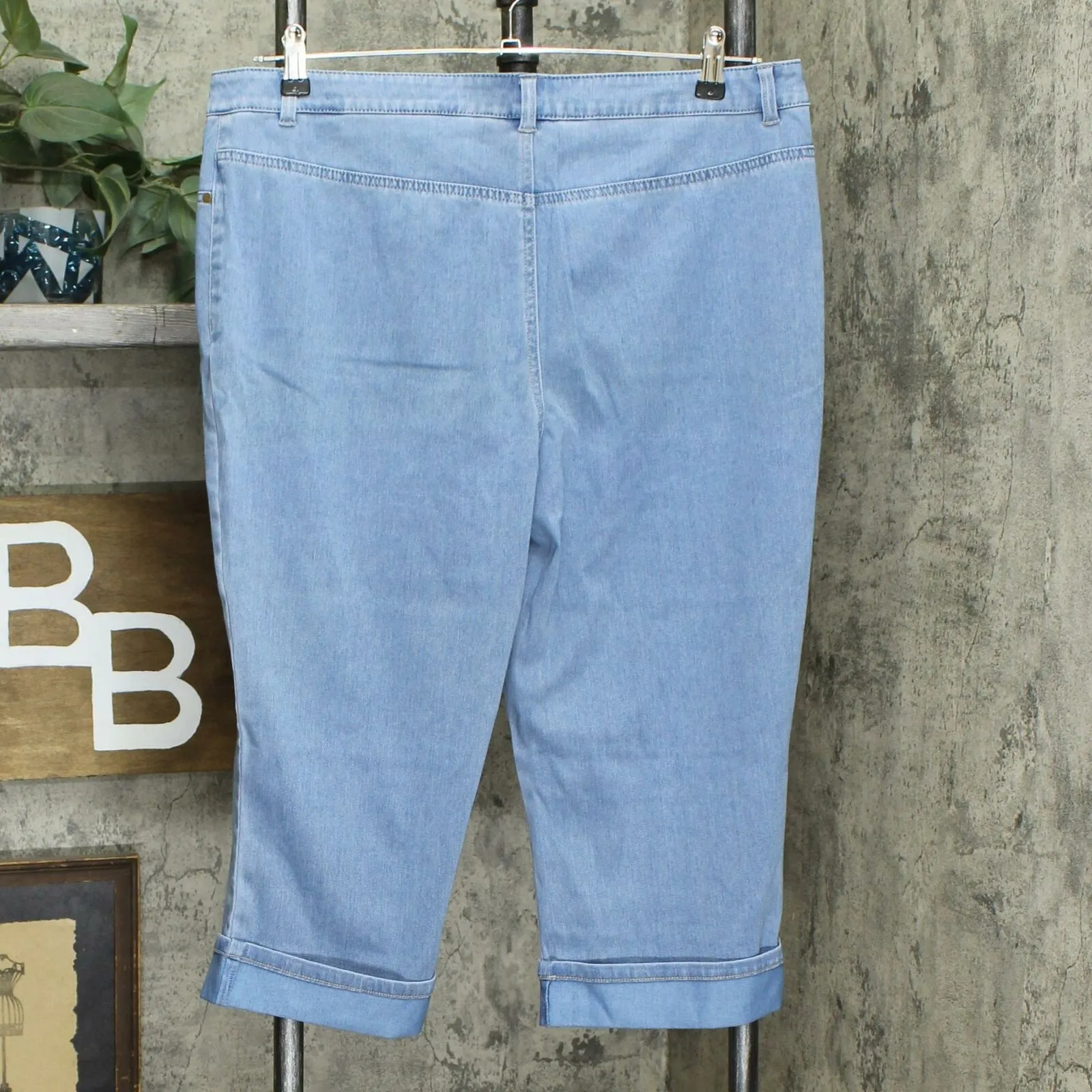 Joan Rivers Petite Stretch Denim Cropped Jeans With Cuffs