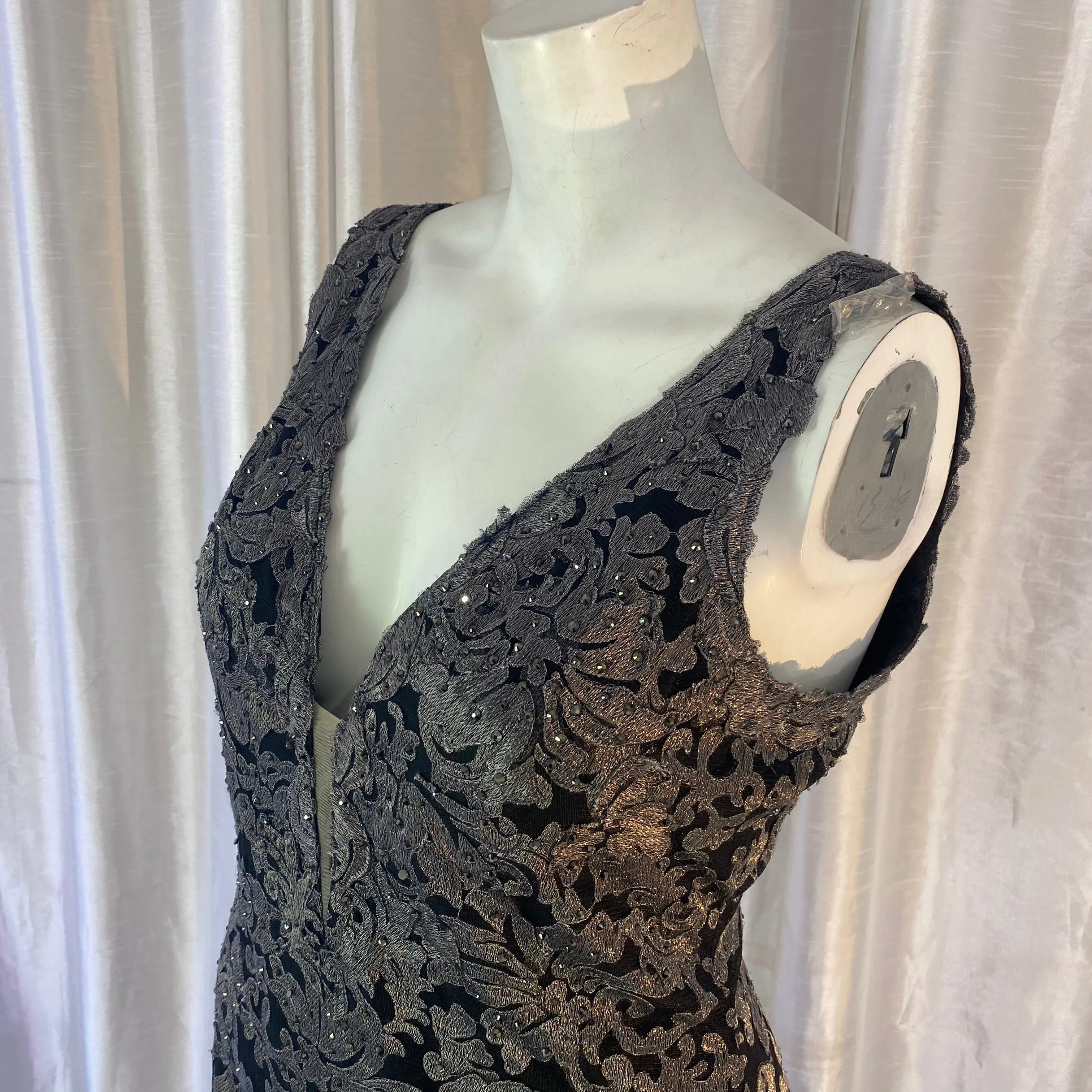JOVANI Black and Gray Metallic Sequin Mermaid Prom Dress Size 18
