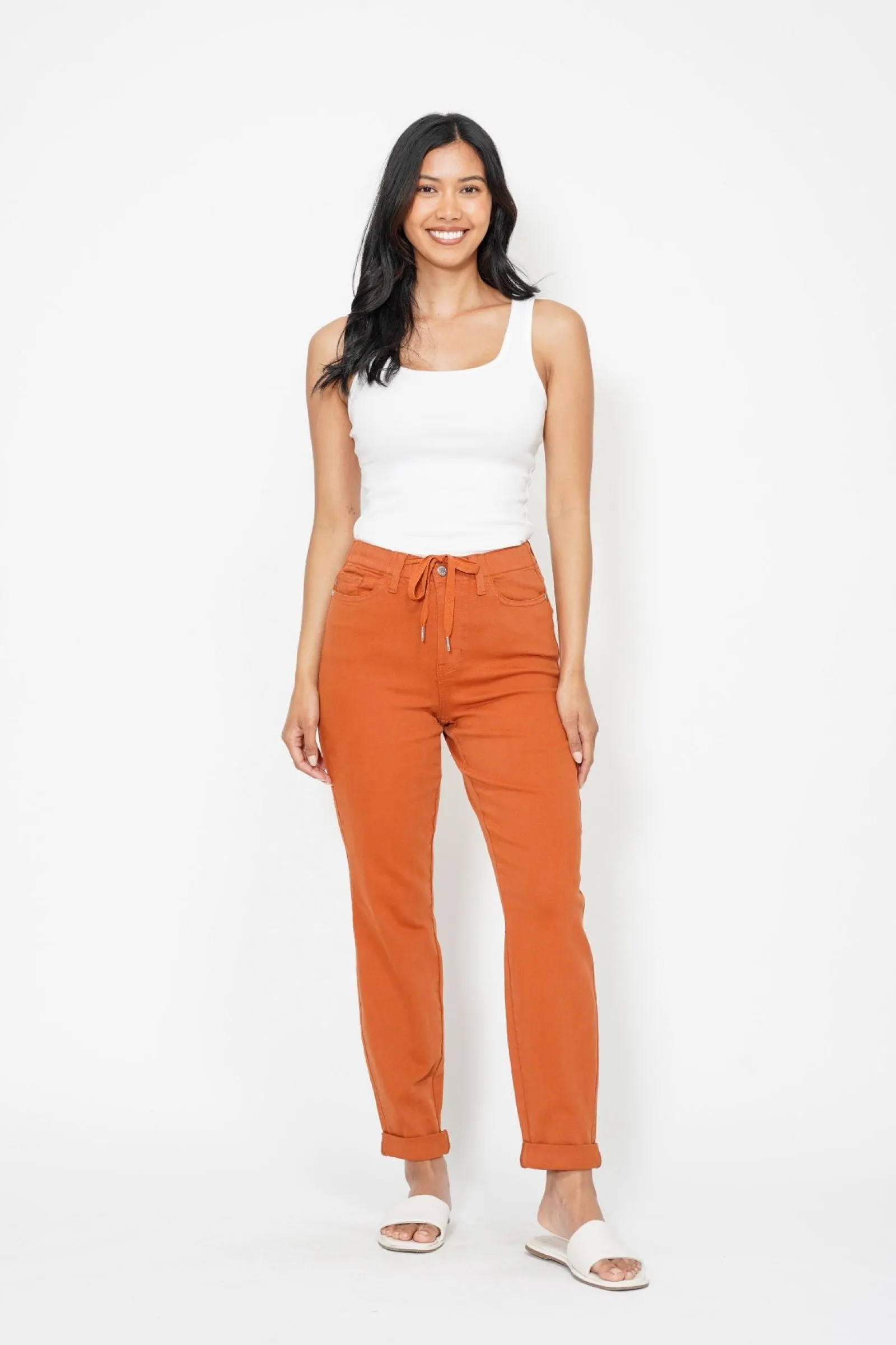 Judy Blue || Carly High Waist Auburn Double Roll Cuff Jogger Jean